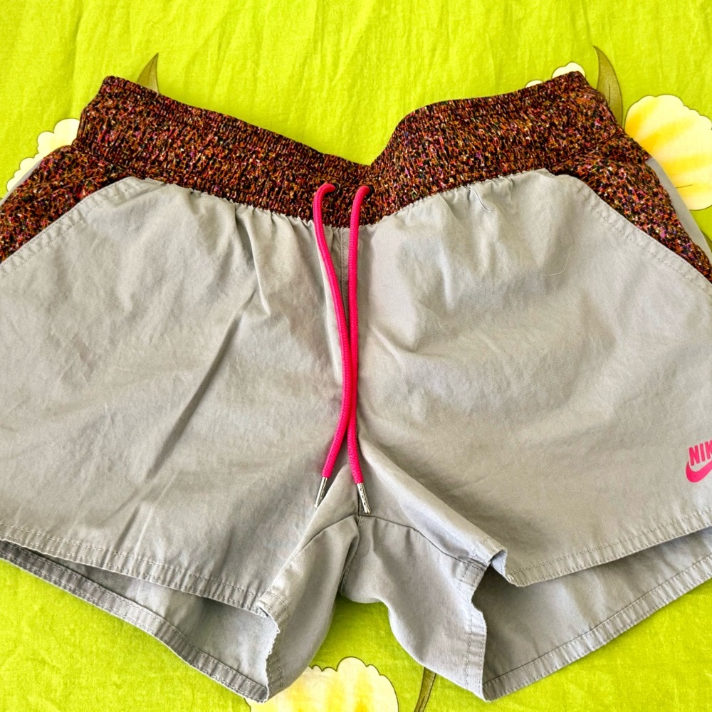 Nike Gray and Pink Athletic Shorts with Built-in Liner